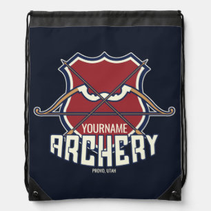 Personalized NAME Archery Sports Recurve Bow Arrow Drawstring Bag