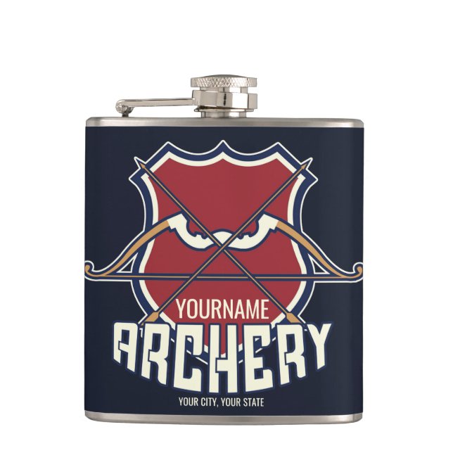 Personalized NAME Archery Sports Recurve Bow Arrow Flask (Front)