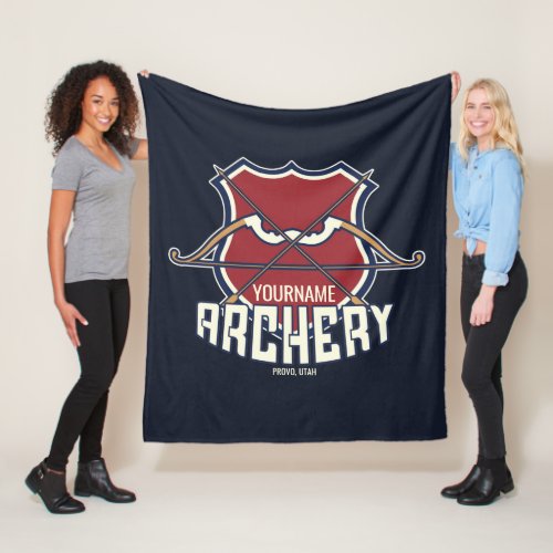 Personalized NAME Archery Sports Recurve Bow Arrow Fleece Blanket