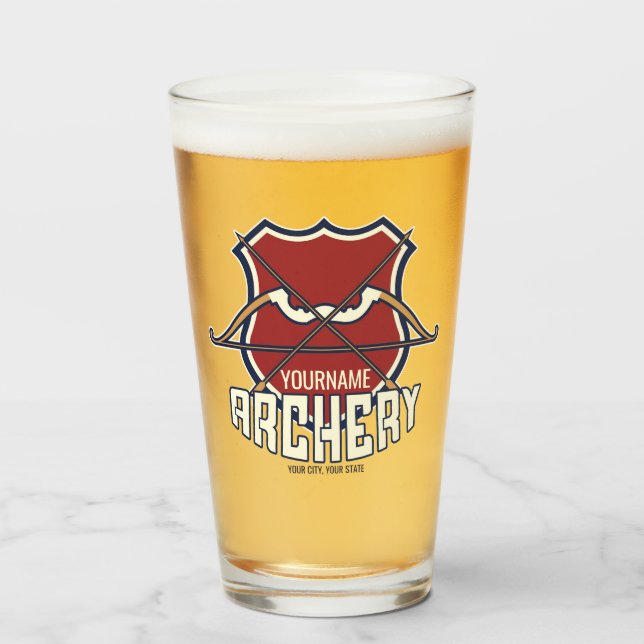 Personalized NAME Archery Sports Recurve Bow Arrow Glass (Front Filled)