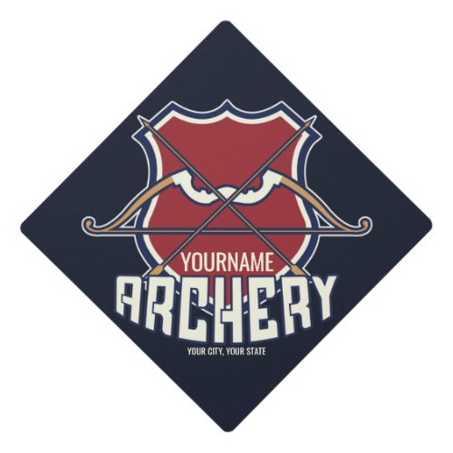Personalized NAME Archery Sports Recurve Bow Arrow Graduation Cap Topper