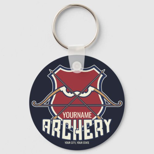 Personalized NAME Archery Sports Recurve Bow Arrow Keychain