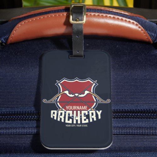 Personalized NAME Archery Sports Recurve Bow Arrow Luggage Tag
