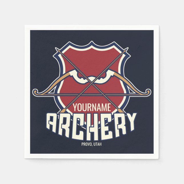 Personalized NAME Archery Sports Recurve Bow Arrow Napkins (Front)