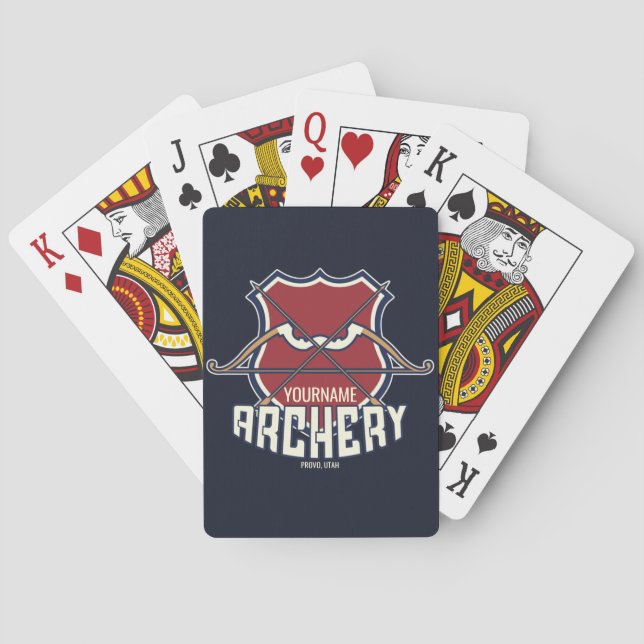 Personalized NAME Archery Sports Recurve Bow Arrow Poker Cards (Back)
