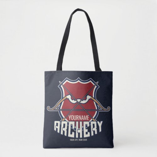 Personalized NAME Archery Sports Recurve Bow Arrow Tote Bag