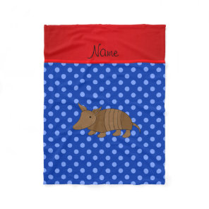 Personalized name armadillo blue polka dots fleece blanket