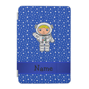 Personalized name astronaut blue stars iPad mini cover