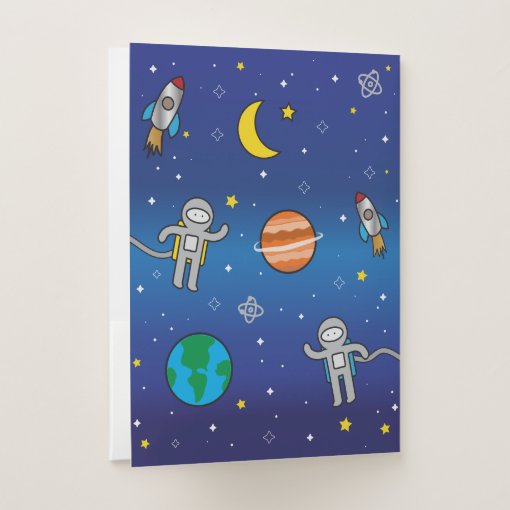 Personalized Name Astronaut Outer Space Rocket Pocket Folder | Zazzle