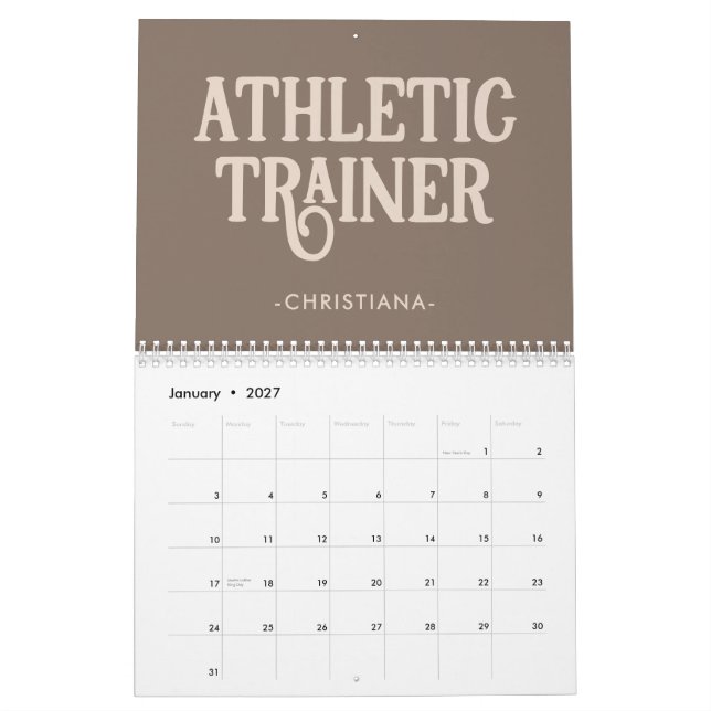 Personalized Name Athletic Trainer Calendar (Jan 2027)