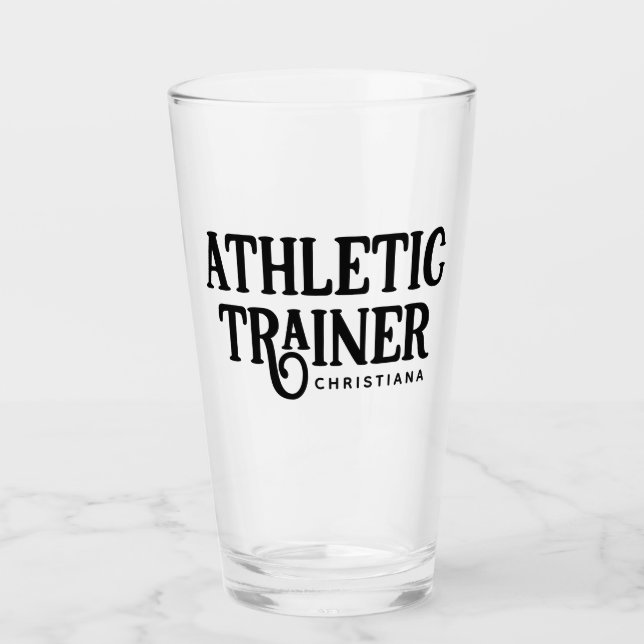 Personalized Name Athletic Trainer Glass (Front)