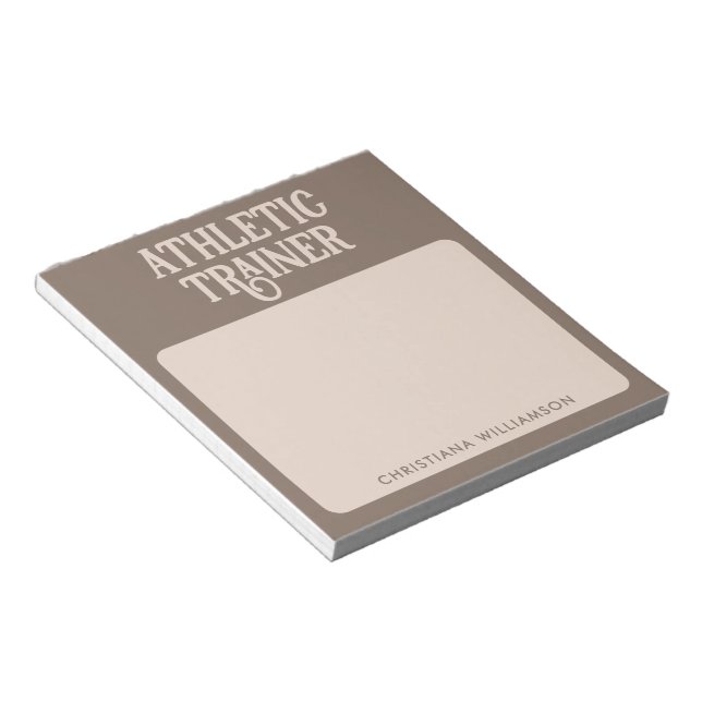 Personalized Name Athletic Trainer Notepad (Angled)