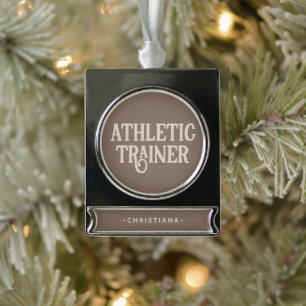 Personalized Name Athletic Trainer Silver Plated Banner Ornament