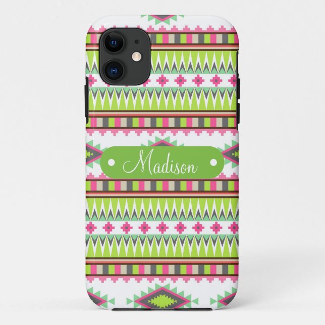 Personalized Name Aztec Andes Tribal Mountains Case-Mate iPhone Case (Back)