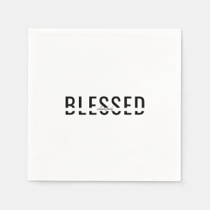 Personalized Name B/W Blessed Holiday Cocktail Napkins