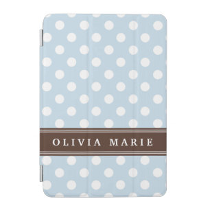 Personalized Name Baby Blue Polka Dots Pattern iPad Mini Cover