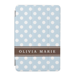 Personalized Name Baby Blue Polka Dots Pattern iPad Mini Cover