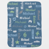 Personalized name baby boy baby blanket