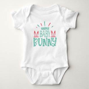 Personalized NAME Baby Bunny Butterfly Easter Eggs Baby Bodysuit