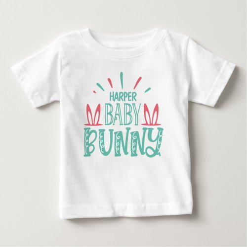 Personalized NAME Baby Bunny Butterfly Easter Eggs Baby T_Shirt