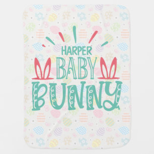 Personalized NAME Baby Bunny Butterfly Easter Eggs Blanket