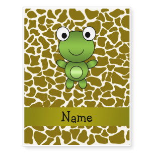 Personalized name baby frog giraffe pattern temporary tattoos