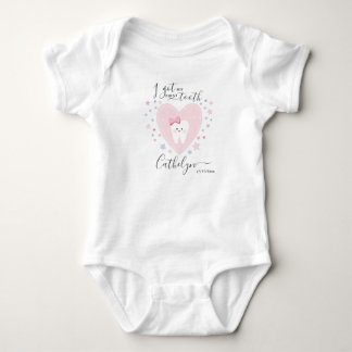 Personalized Name Baby Girl First Tooth Outfit Bodysuit