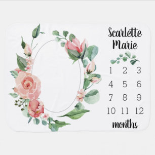Personalized Name Baby Girl Month Year Milestone Baby Blanket