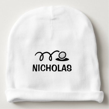 Personalized Name Baby Hat With Cute Golf Design by logotees at Zazzle