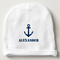 Personalized name baby hat with nautical anchor