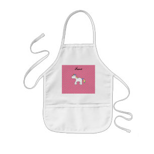 Personalized name baby unicorn pink diamonds kids' apron