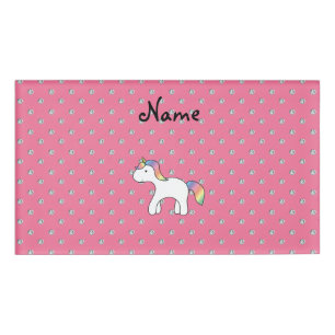 Personalized name baby unicorn pink diamonds name tag