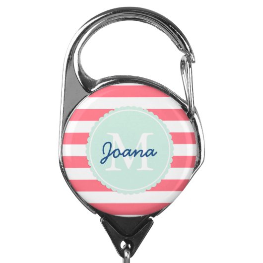Personalized Name Badge Holders with Initials (Carabiner Front)