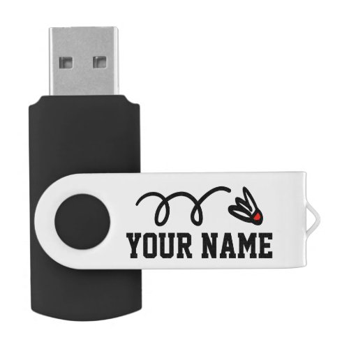 Personalized name badminton USB pen flash drive
