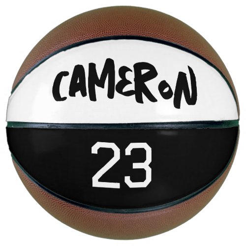Personalized Name Ball Player Number Black White Basketball