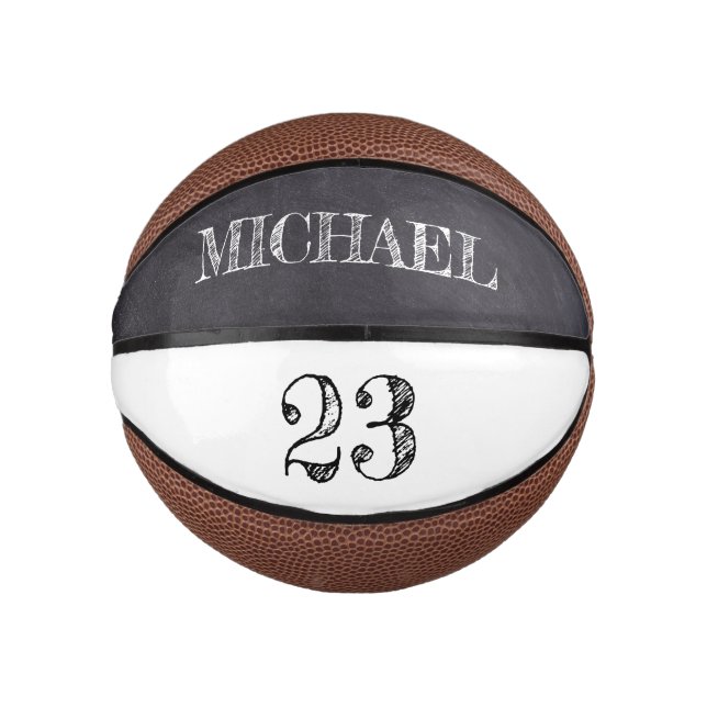 Personalized Name Ball Player Number etching Mini Basketball (Front)