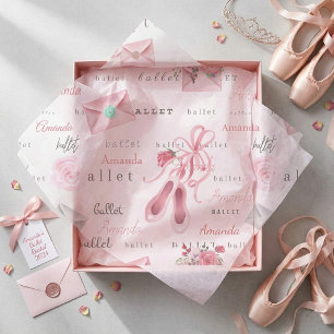 Personalized Name Ballerina Ballet Custom Pink Tissue Paper