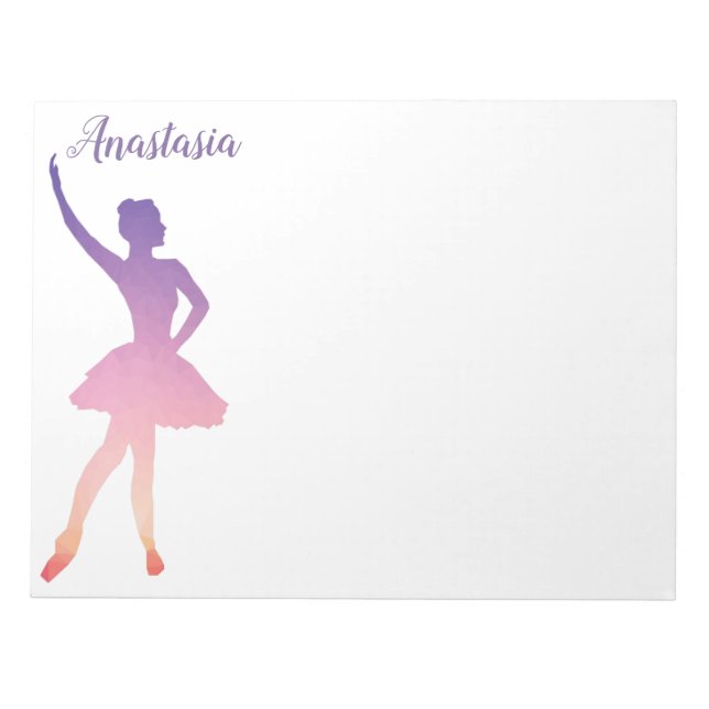 Personalized name ballerina girl dancing notepad (Front)