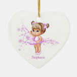 Personalized Name Ballerina Girl Heart Ornament at Zazzle