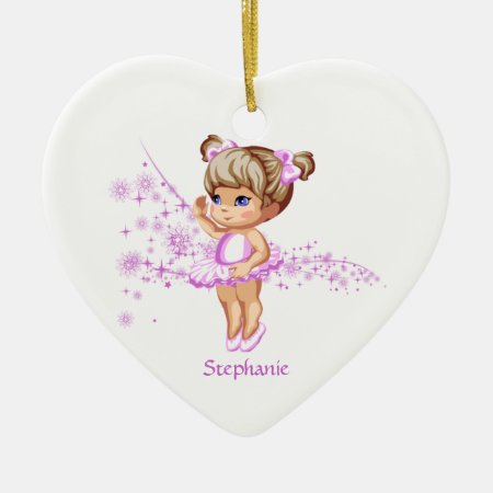 Personalized Name Ballerina Girl Heart Ornament