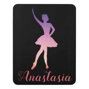 Personalized name ballerina in modern pink door sign