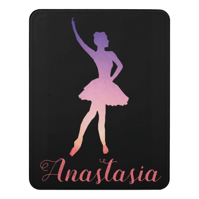 Personalized name ballerina in modern pink door sign (Contemporary Vert)