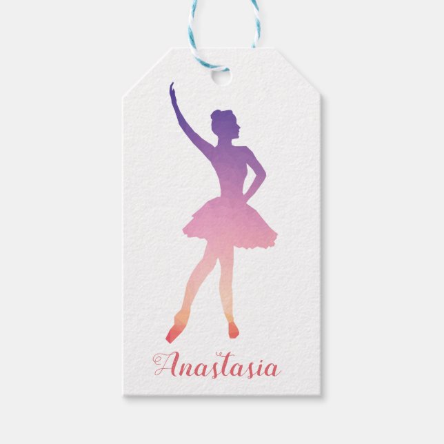 Personalized name ballerina modern  gift tags (Front)