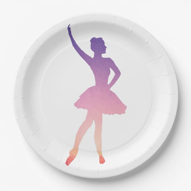 Personalized name ballerina modern paper plates (Front)