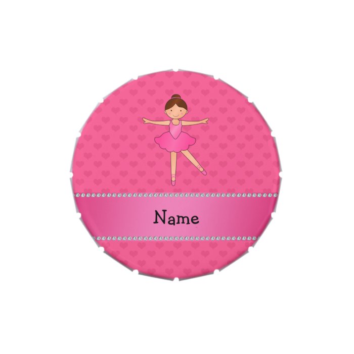 Personalized name ballerina pink hearts jelly belly candy tins