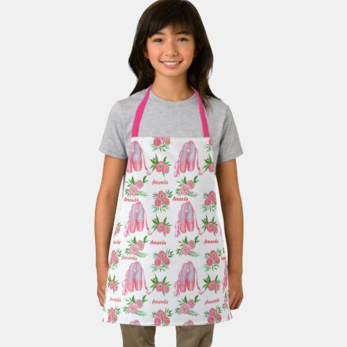 Personalized Name Ballet Ballerina Pink shoes Apron