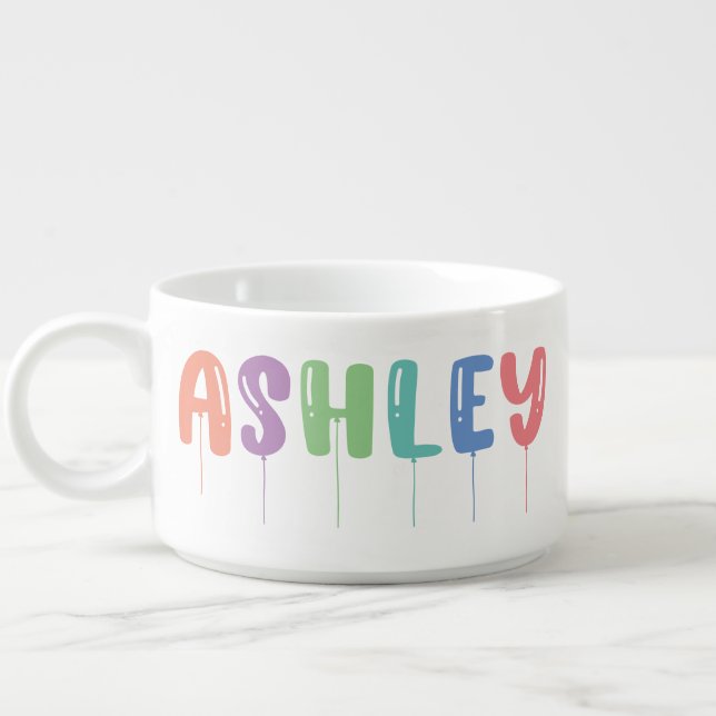Personalized Name Balloon Font Gift Idea  Bowl (Right)