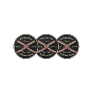 Personalized NAME Barber Straight Razor Barbershop Golf Ball Marker