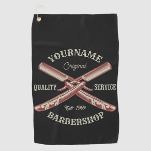 Personalized NAME Barber Straight Razor Barbershop Golf Towel