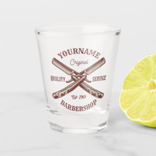 Personalized NAME Barber Straight Razor Barbershop Shot Glass